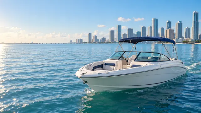 Illustration IA d’un bateau dans la baie de Miami